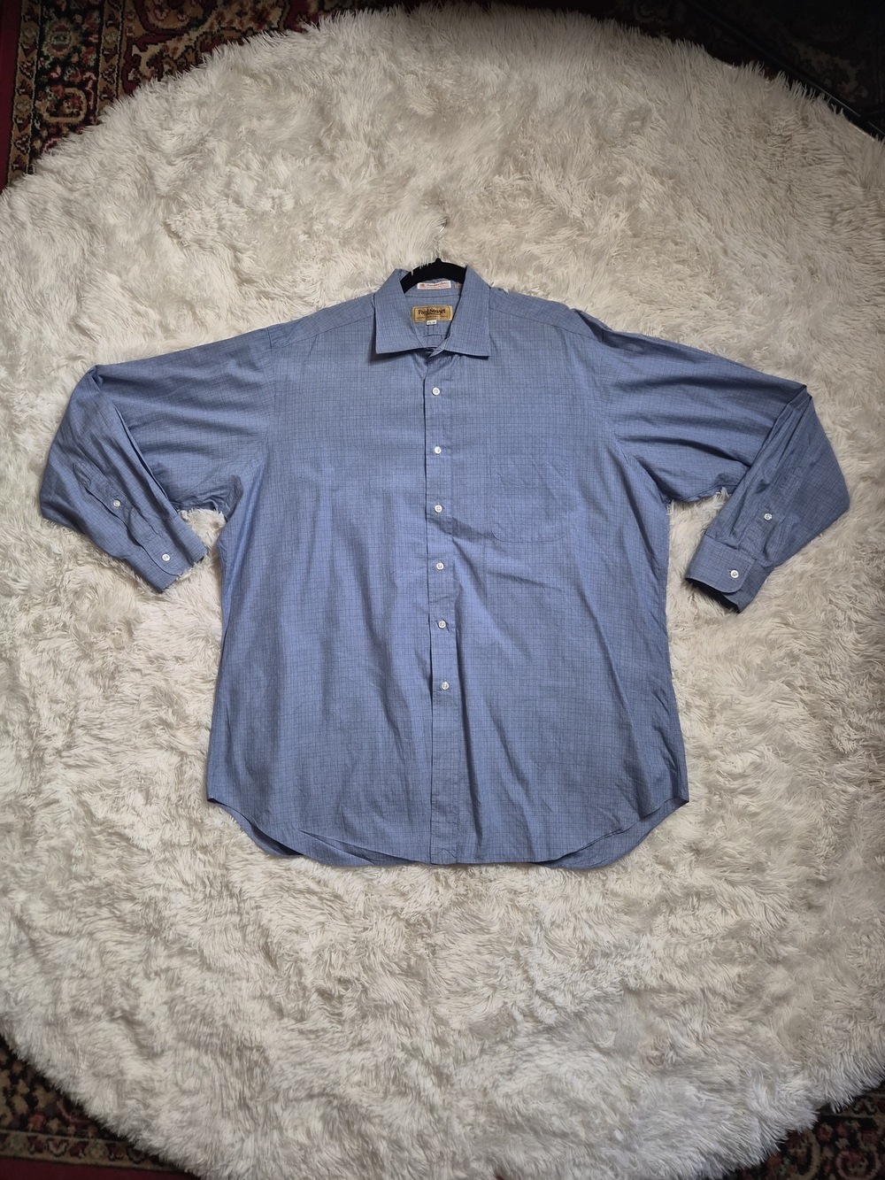Mens Vintage Button Up Shirt Paul Stuart Size 17.5 35 Cotton Imported Fabric ✨️